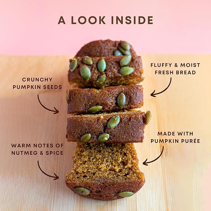 Gourmet Pumpkin Bread Spice by Sweetness Central, Baked Fresh for Each Order, Made with Pumpkin Seeds, The Perfect Dessert, or Housewarming Gift, Individually Wrapped to Arrive Soft & Moist, 6 Pack