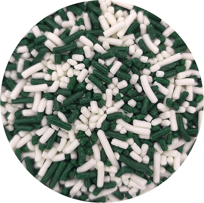 NCS Green and White Edible Jimmies Sprinkles, 8 ounces