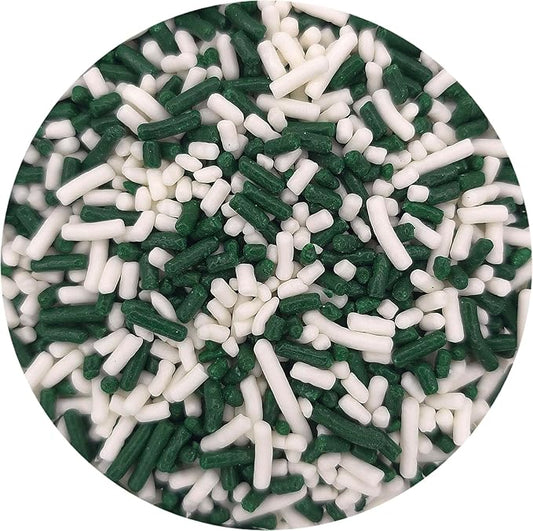 NCS Green and White Edible Jimmies Sprinkles, 8 ounces
