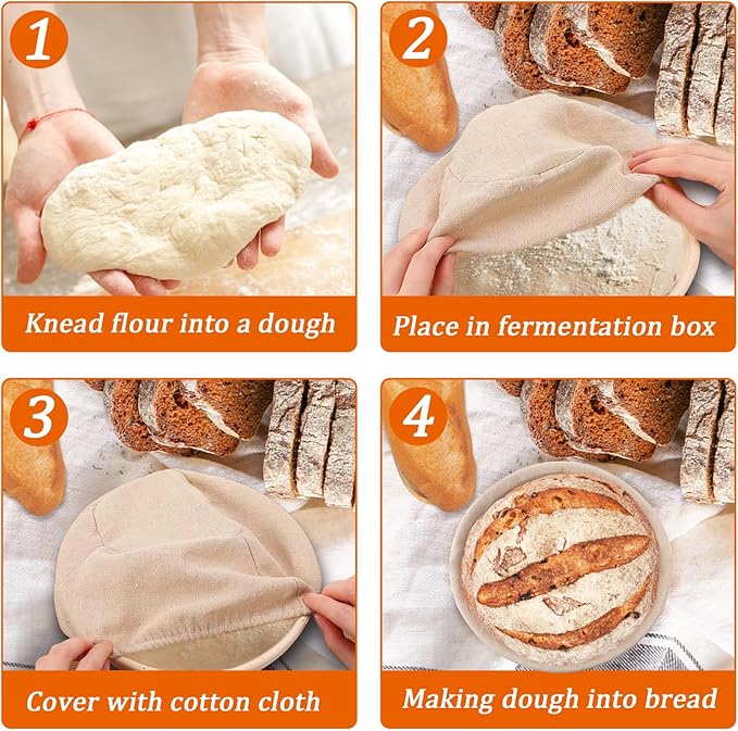 5 inch Round Mini Banneton Bread Proofing Basket Sourdough Bread Baking Supplies Set of 10 Sourdough Starter Kit Baking Gifts