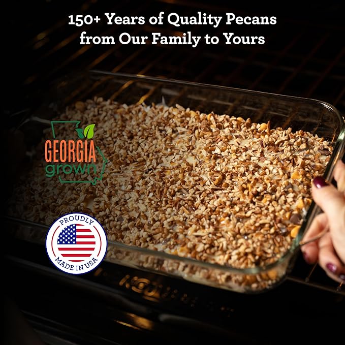 HUDSON PECAN COMPANY | Fresh Chopped Georgia Pecans | Local, All-Natural & Kosher, Heart-Healthy | Crunchy Nuts Perfect for Baking, Cooking, Salads & Desserts, 12 oz Resealable Bag
