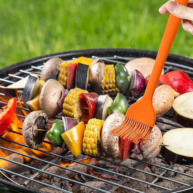 6 pieces basting brush for grilling,pastry brush,bbq basting brush,basting brush,rubber brush for cooking,basting brush for cooking,silicone bbq brush,barbecue sauce brush (orange)