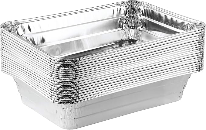 PLASTICPRO Disposable 2 LB Aluminum Takeout Tin Foil Baking Pans 6'' X 8'' X 2'' Inch Bakeware - Cookware Perfect for Baking Cakes,Brownies,Bread, Meatloaf, Lasagna, or Lunchbox, Pack of 20