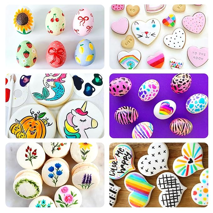 Edible Markers – 10Pcs Double-Sided Food Coloring Pens with Fine & Thick Tips for Cookie Decorating, Fondant, Desserts & Easter Eggs