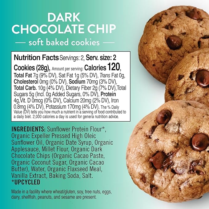 Bake Me Healthy Gluten-Free Cookies - Chocolate Chip (10 Count), Vegan, Gluten Free, Nut Free & Dairy Free, Healthy Snacks for Kids or Adults, School Safe, Low Sugar