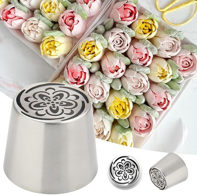Extra Large Russian Piping Tips for Marshmallows Stainless Steel Flower Frosting Nozzles many styles Cake Decorating Baking tool for Buttercream, Cupcakes Cookies(SL83)