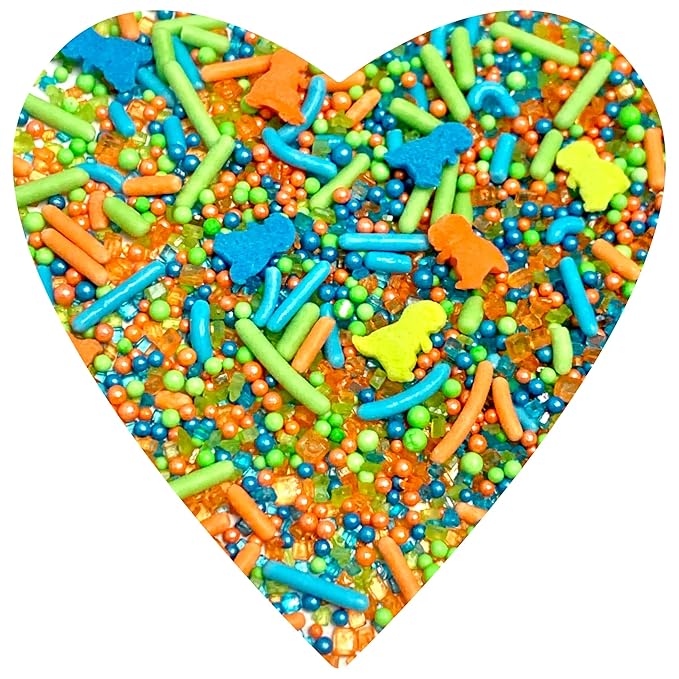 COOL MOM SPRINKLES T Rex Sprinkles (4 oz.) – Dinosaur Birthday Sprinkles for Decorating Cakes, Cupcakes, Cookies & Desserts – Mixed in the USA/Gluten-Free