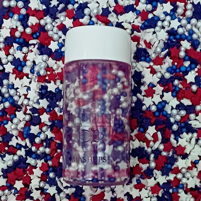 Confect Cake Mate Edible Sprinkles – Red, White, Blue & Silver Pearl & Star Dragees– Cake and Cupcake Decorating Toppings for Cookies & Ice Cream | Vegan, Gluten-Free, Soy-Free, Dairy-Free, Palm Oil-Free- 4.2 Oz