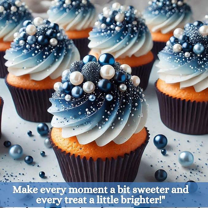 Confect Edible Christmas Sprinkles – Navy Blue Pearl & Vermicelli Mix for Frozen-Themed Cake, Cupcake, Cookie & Holiday Baking Decoration | Vegan, Gluten-Free, Soy-Free, Dairy-Free, Palm Oil-Free- 4.2 Oz