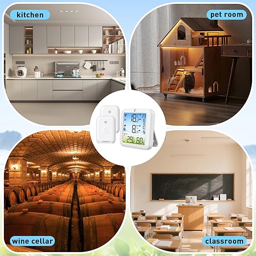 Wireless Freezer Alarm with Remote Temperature Sensor, 330FT Range Digital Thermometer, Backlit Display, 24H Max/Min for Refrigerator, Fridge, Deep Freezer Monitoring to Prevent Food Spoilage