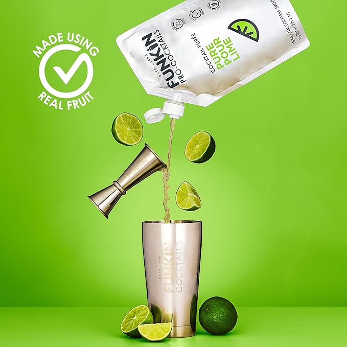 Funkin Fruit Puree | Real Fruit, Simple Ingredient, Natural Mixer for Cocktails, Drinks, Smoothies | Vegan, Non-GMO, Gluten-Free (2.2 lbs) (Lime)