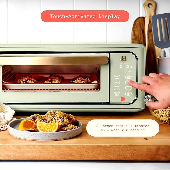 Beautiful Infrared Air Fryer Toaster Oven Combo - 10-in-1 Countertop Convection Oven with Air Fry, Bake, Pizza, Toast & Dehydrate Functions - 1800W Stainless Steel Kitchen Appliance (Sage Green)