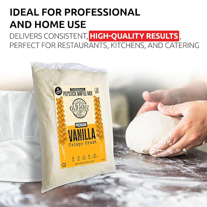 OldSoul Professional Popstick Waffle Mix | Stick Waffles Dough Mix | 30 Lbs | Vanilla Flavor | 672 Waffles (30 Lbs, Traditional)