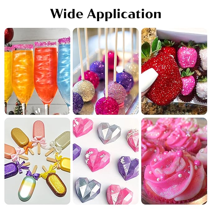 Edible Glitter for Drinks – 14 Colors Luster Dust, Food Grade Cocktail Shimmer Powder for Cakes, Beverages, Chocolate & Candy, 5g/Bottle