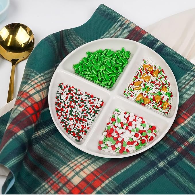 Christmas Sprinkles for Cake Decorating, Red, White & Green Sprinkles Mix, Christmas Tree Bells, 160g/5.64oz, Cake Decorations, Baking, Cupcake, cookies Topper, foodgrade