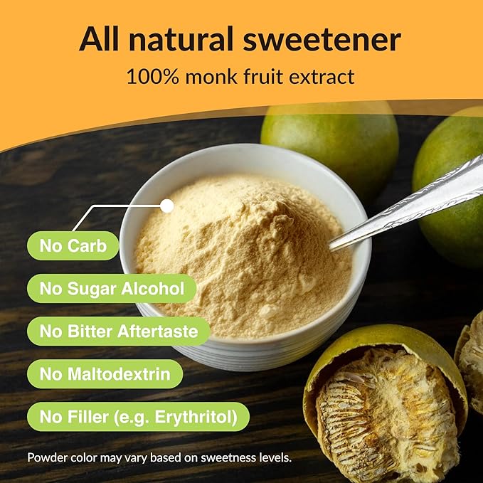 NAMANNA Pure Monk Fruit Sweetener - Zero Calorie, Zero Carb, Paleo Safe (25% Mogroside V, 20g, 400 Servings)