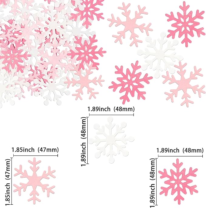Gyufise 60Pcs Edible Snowflake Cupcake Toppers Winter Cupcake Picks Water Paper Winter Frozen Cake Decorations for Snowflake Theme Baby Shower Kids Birthday Party Supplies Light Pink White