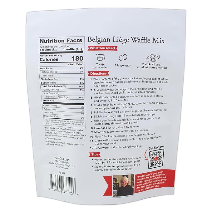 Ann Clark Belgian Liège Sugar Waffle Mix with Authentic Pearl Sugar