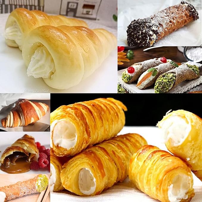 6 Pack Cannoli Tubes,Stainless Steel Cannoli Baking Mold,Forms Cream Roll Horn Mold for Danish Pastry,Cake,Croissant Shell