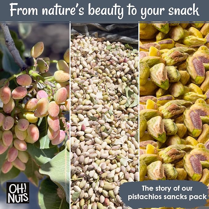 Oh! Nuts Pistachios No Shell - Roasted Unsalted - 1 lb - Shelled California Pistachios - Packed in New York Zip-Seal Bag for Exceptional Freshness