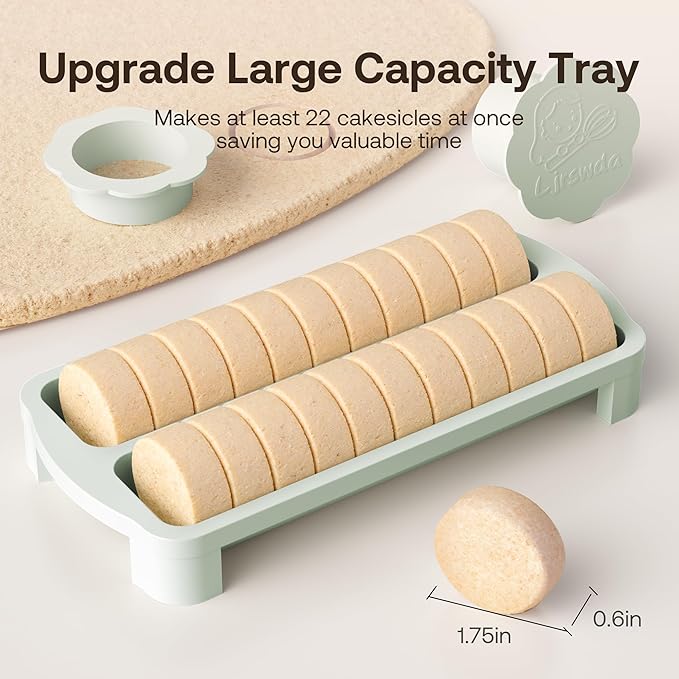 Cake Pop Cutter and Pusher Kit with Non-3D Printed 1.75” Round Cake Pop Mold, High-Capacity Dual-Cavity Cake Pop Tray, Set with 100 Pcs Cake Pop Sticks, Dishwasher Friendly | white