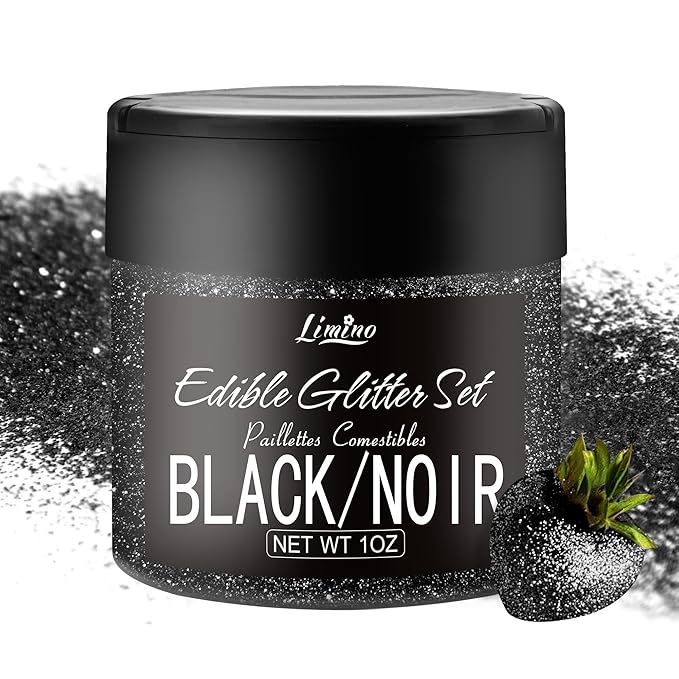 Edible Glitter - 30g Edible Luster Dust Metallic Food Grade Coloring Glitter for Drinks, Baking, Cake Decorating - Edible Dust Powder Shimmer Sprinkle Powder for Icing, Cocktail, Candy (Black)
