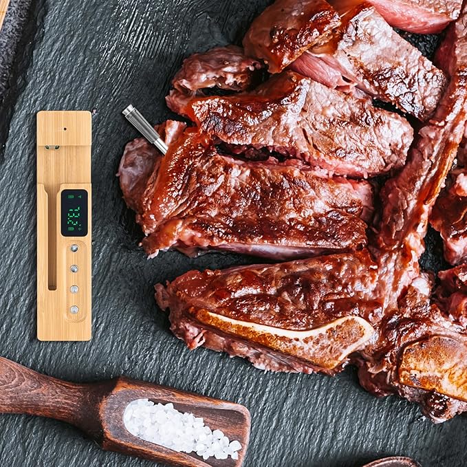 VEVOR Wireless Meat Thermometer, 500 ft Range Wireless Bluetooth Meat Thermometer, Digital Cooking Food, Waterproof Smart Meat Probe with One Probe, for Grilling, Smoker, BBQ & Oven