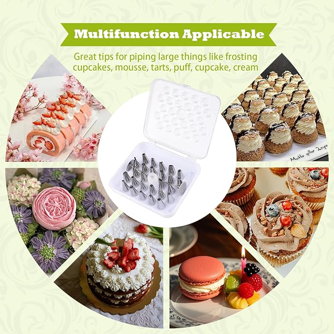 FANTEXY 29 Pieces Piping Tips Set, Cake Decorating Supplies with 26 Icing Piping Kits 2 Flower Nails, 1 Couplers, Frosting Icing Kit for Cake, Cupcake with Storage Box
