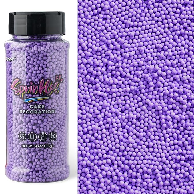 Purple Nonpareils Sprinkles, Sujoygar 4oz Edible Cake Sprinkles for Ice Cream Toppings Cupcake Chocolate Decoration, Wedding Party Cookies Baking Dessert Food Supplies