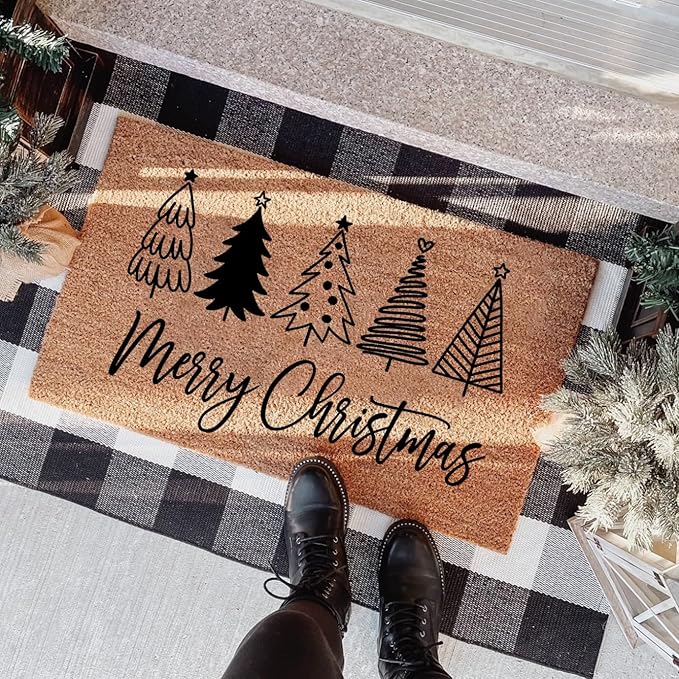 Merry Christmas Stencils for Crafts Reusable Christmas Stencils for Door Mats Believe Holiday Stencil for Painting on Wood Fabrics Porch Hanger Decor