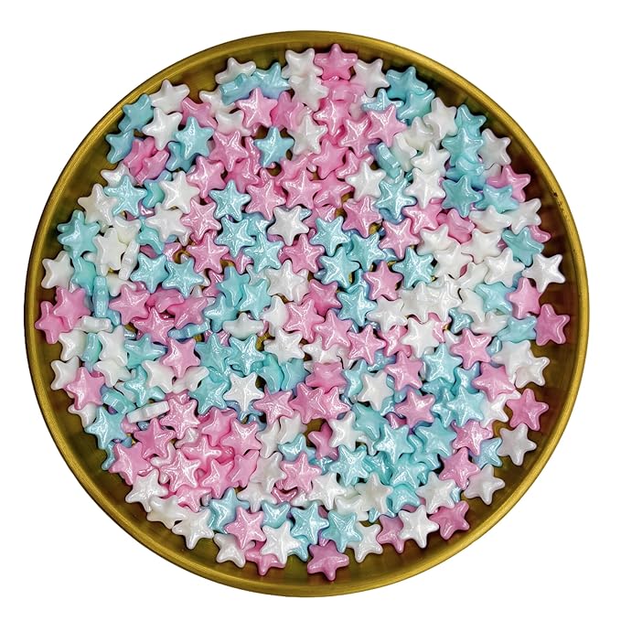 10mm Mixed Colour Sprinkles Edible Stars Cake Decorating Stars Cake Decorations Cupcake Toppers Cookie Decorating Perfect for Cakes,Cupcakes,Desserts Toppings 3OZ
