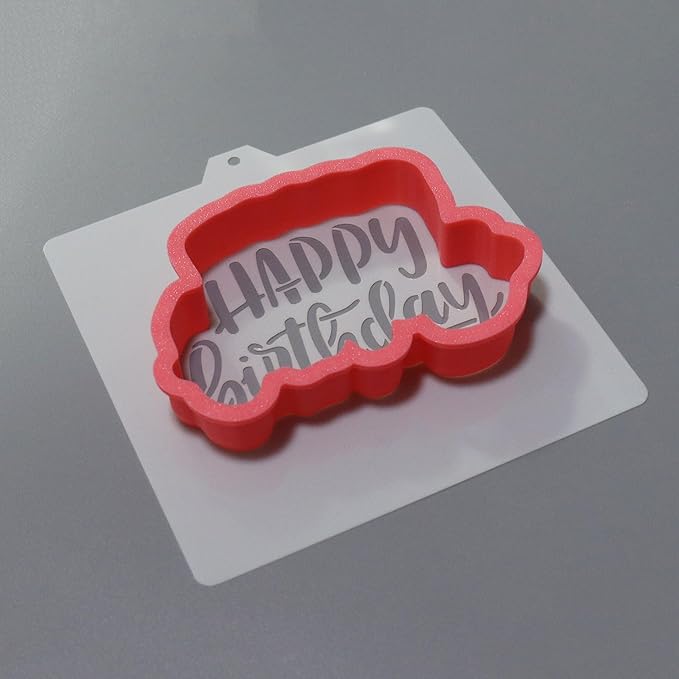Cookie Cutter and Stencil Set Bundle Kit PYO Cookies Paint Your Own Diy Bakery Fondant Sugar Happy Birthday Wedding Baby Candle Kids Painting Coloring Pages Comb (Happy Birthday Set)