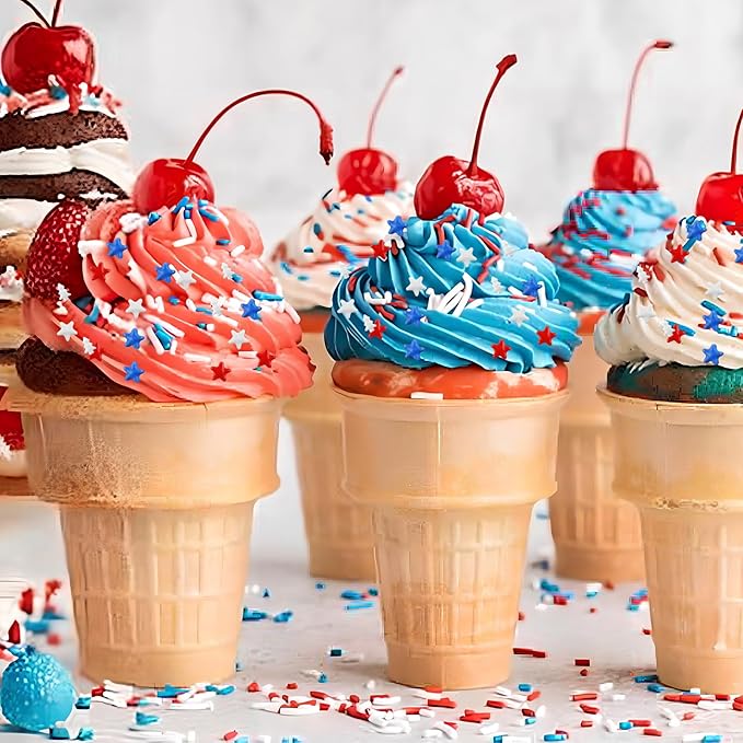 Patriotic Sprinkles Red Blue White Sprinkle 7 Ounce July 4th Sprinkles Blue White Star Sprinkle Edible Jimmies Mix Patriotic Memorial Day Toppings for Cake Cookie Ice Cream Decorations