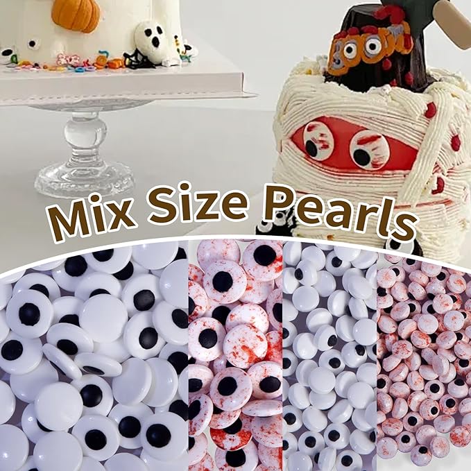 Halloween Candy Eyeballs, 85g (3oz), Edible Eyes for Decorating, Creepy Scary Eyeball Candy Sprinkles for Cupcakes, Cookies, Cakes
