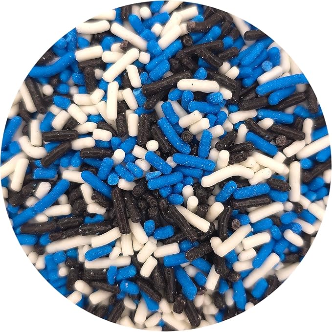 NCS Black, Blue, and White Edible Jimmies Sprinkles, 8 ounces