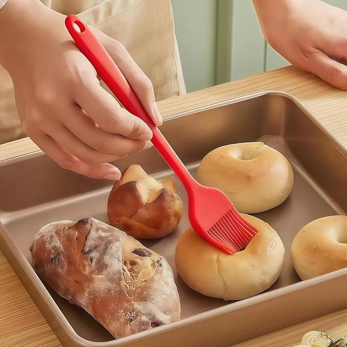 Silicone Basting Pastry Brush, Heat Resistant Food Brush Set for Cooking, One-Piece Design Oil Brush, Prefect of Baking, BBQ, Spreading Oil, Butter, Grilling and Marinade, Dishwasher Safe