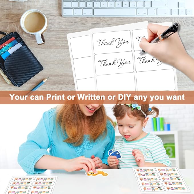 2"x 4" (100 Sheets) Address Labels, Labels Sticker Paper for Laser/Ink Jet Printer, Printable and Writable White Sticker Labels- Matte, 10 per Page Labels (Total 1000 Labels)