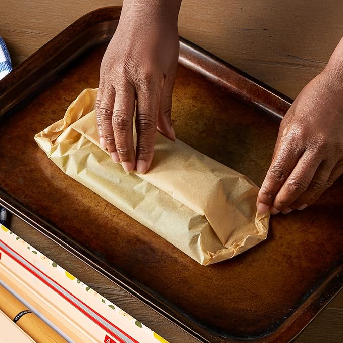 ChicWrap Pears Parchment Paper Dispenser - Includes 15"x 33' (42 Sq. Ft) Roll Unbleached Baking, Cooking & Culinary Paper - Reusable Dispenser w/Slide Cutter - Kosher Certified
