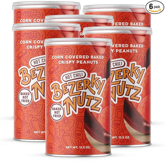 Bezerky Coated Spicy Peanuts | Baked not Fried | Hot Chili Nuts | Spicy Peanut Balls | Ready to Go Snack | 12.5oz (Pack of 6)