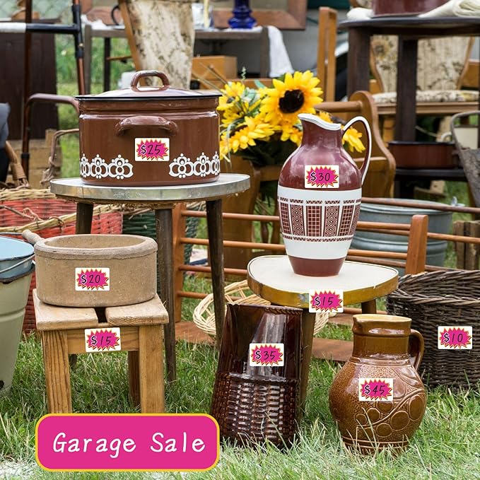 300 Pcs Garage Sale Price Stickers, Removable Adhesive 2"x3" Label Stickers for Yard Sales, Retail & Community Events