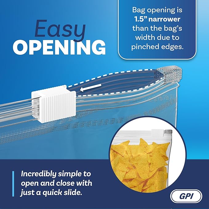 1000 Count - Slider Zip Food Storage Snack Bags, 4" x 6" (8 Ounces) 3 Mil Heavy Duty, Strong & Durable for Freezer Storage, for Candies, Snacks & More. GPI