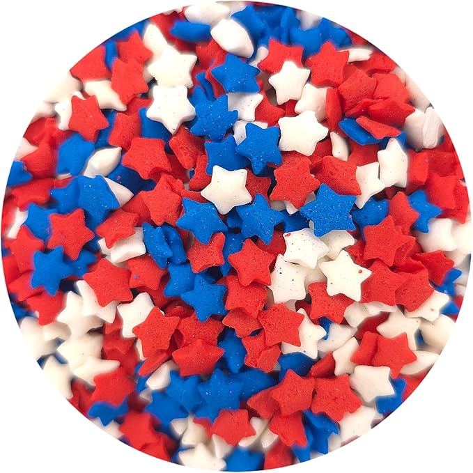 NCS Red, White and Blue Stars Edible Sprinkles, 8 ounces