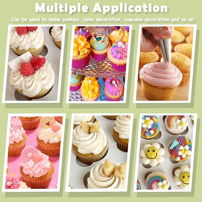 FANTEXY 33 Pieces Piping Bags and Tips Set,Reusable Cake Decorating Supplies with 2 Pastry Bags,24 icing tips,2 Couplers,2 Silicone Rings and 3 Scrapers,Frosting Piping Kit for Cupcake,Cookie