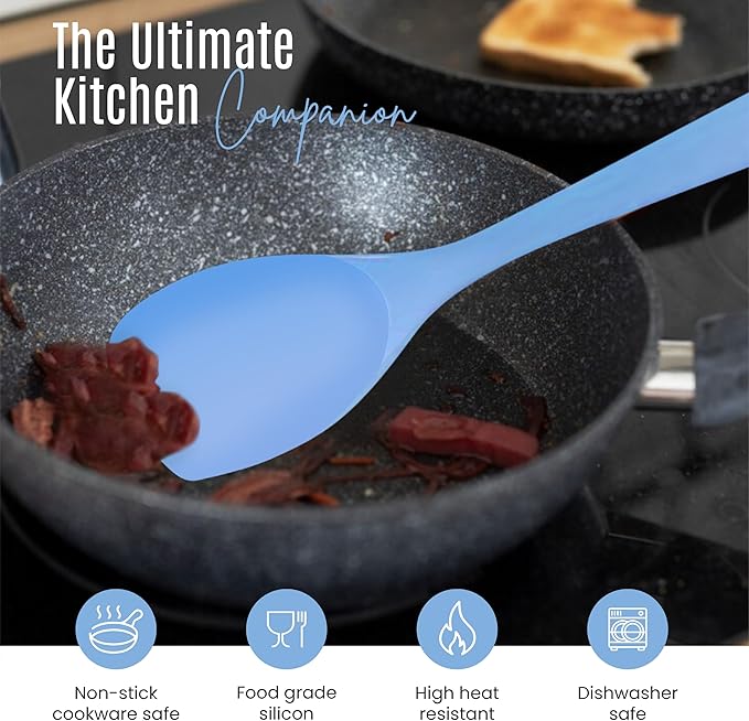 NEXTOP Silicone Spatula Set of 4 - Multipurpose Seamless Silicone Spoon Spatula for Mixing and Cooking - Heat Resistant Flexible Kitchen Utensils for Blending, Stirring, and Baking - Blue