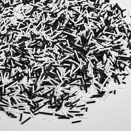 Jimmies Sprinkles for Cake Decorating, White & Black Sprinkles Perfect for Cupcake Toppers Wedding Party Valentines Halloween Christmas Supplies 3.52 Ounce