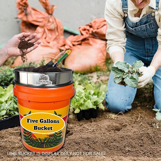 Upgraded Thickened Soil Sifter, 1/4'' Stainsteel Steel Rock Dirt Sifter for 5 Gallon Bucket, Soil Sifter Sieve for Gardening