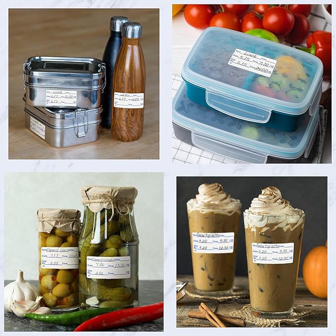 L LIKED 2x1 Dissolvable Labels, 600 Stickers, Use by Food Rotation Labels for Storage and Container (600, Blue)