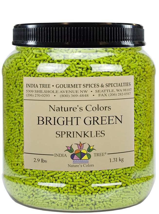 Nature's Colors, Bright Green, Sugar Sprinkles for Baking and Decorating, 2.9 Lb Canister (Pack of 1)