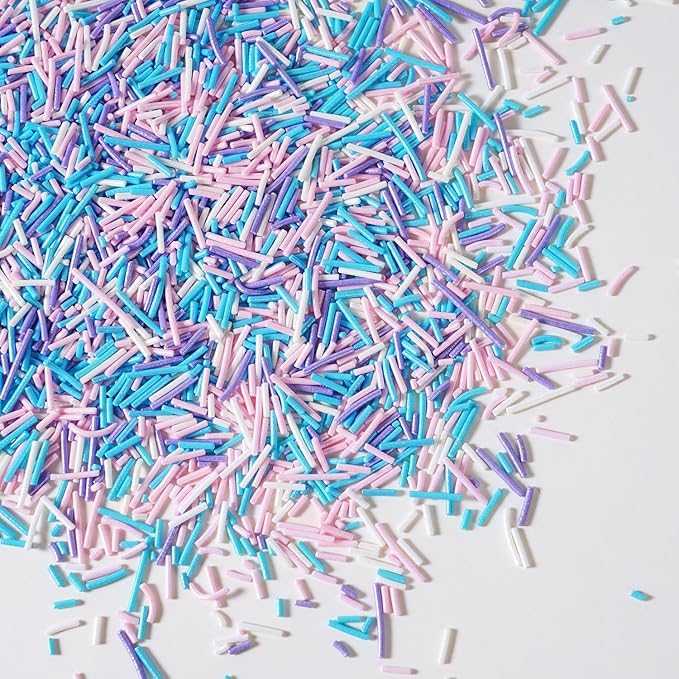 Edible Pastel Sprinkles for Cake Decorating, Jimmies Sprinkles, White, Purple, Pink Blue Sprinkle for Cupcakes, Cookies, Chocolate, Candy, and Ice Cream Topping(120g/4.23oz)