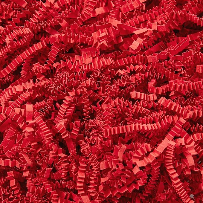 Mefleet 2 LB Crinkle Cut Paper Shred Filler Red Crinkle Shredded Paper for Gift Box - Gift Basket Bag Filler - Grass Cushion Stuffing for Valentine's Day Holiday Packaging Wrapping